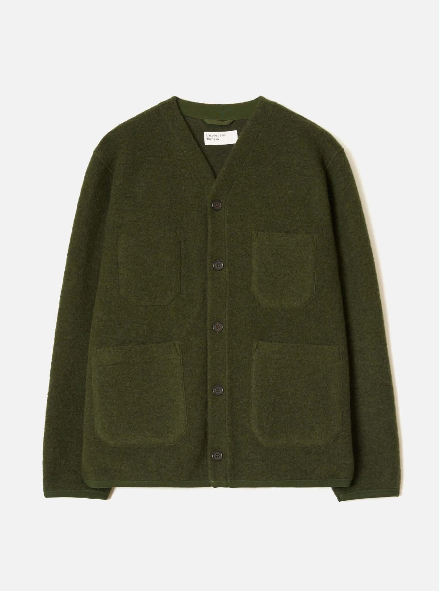 UNIVERSAL WORKS CARDIGAN WOOL FLEECE - OLIVE