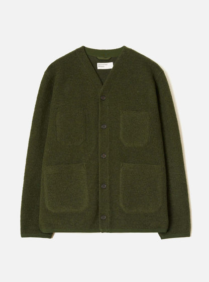 UNIVERSAL WORKS CARDIGAN WOOL FLEECE - OLIVE