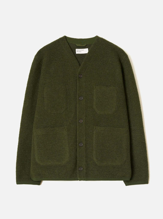 UNIVERSAL WORKS CARDIGAN WOOL FLEECE - OLIVE