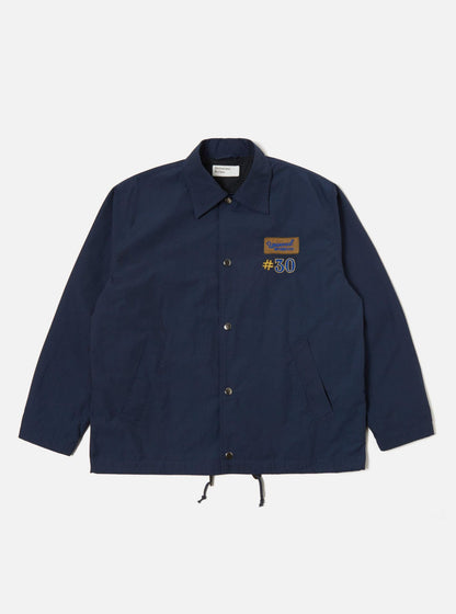 UNIVERSAL WORKS EMBROIDERY HEAD COACH JACKET HALLEY RIPSTOP - NAVY