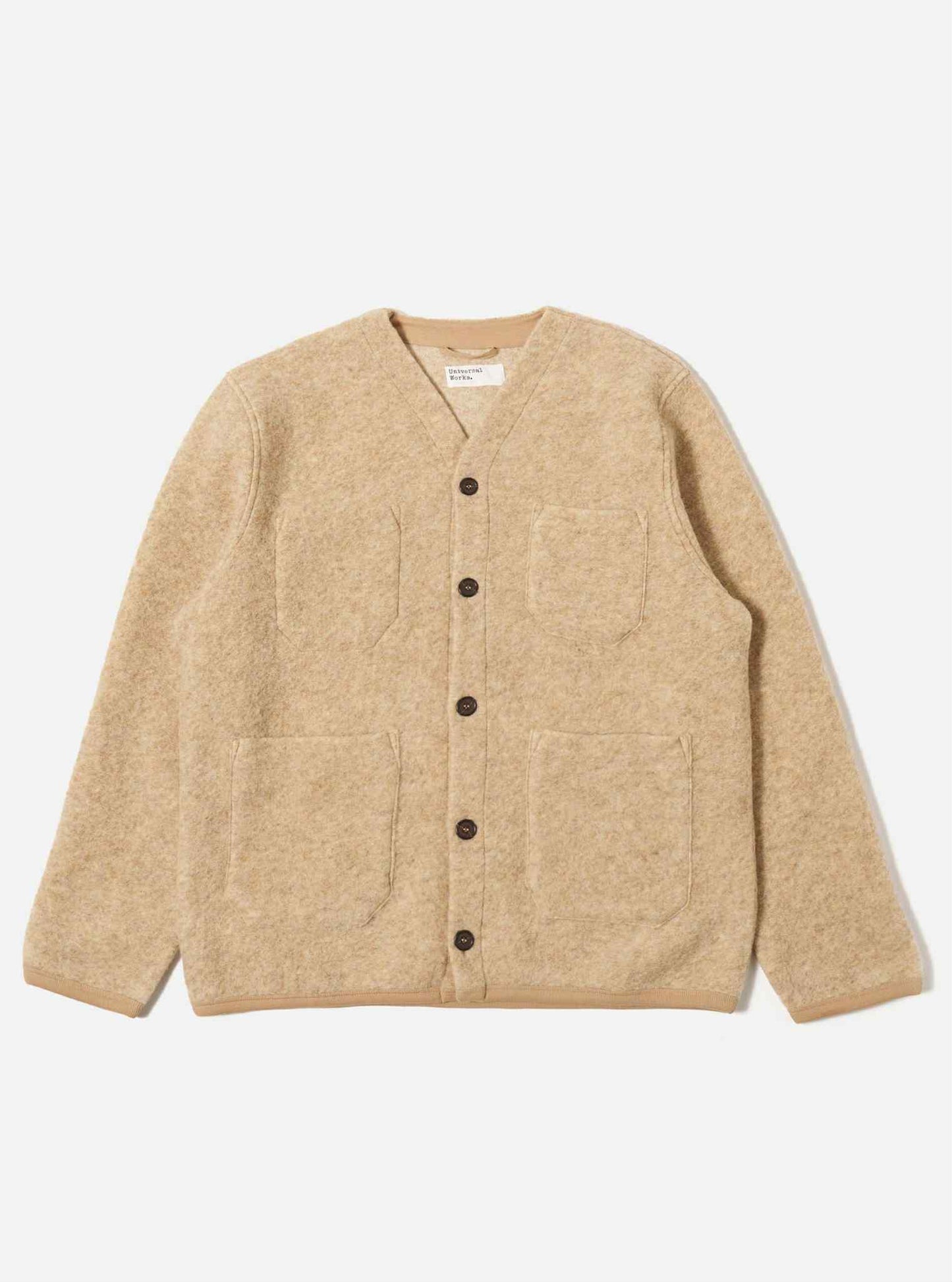 UNIVERSAL WORKS CARDIGAN WOOL FLEECE - FAWN