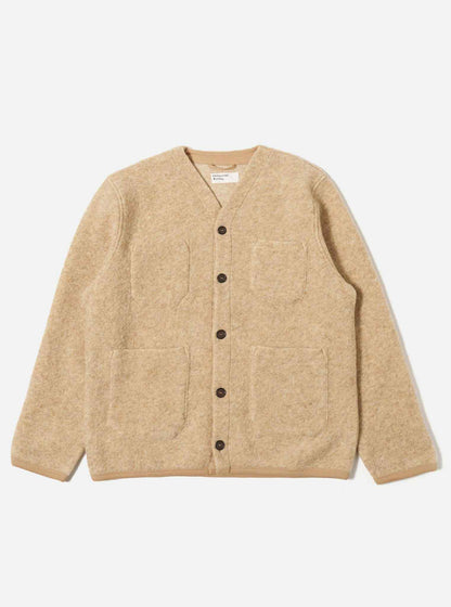 UNIVERSAL WORKS CARDIGAN WOOL FLEECE - FAWN