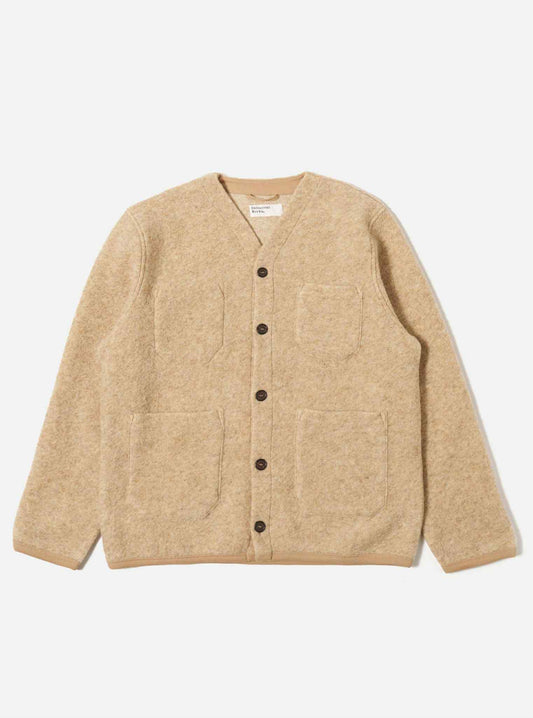 UNIVERSAL WORKS CARDIGAN WOOL FLEECE - FAWN