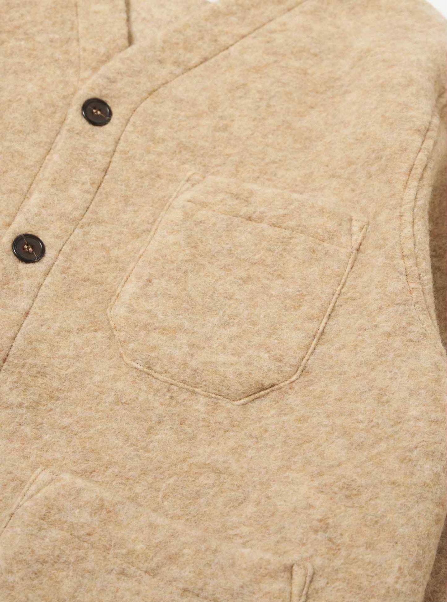 UNIVERSAL WORKS CARDIGAN WOOL FLEECE - FAWN