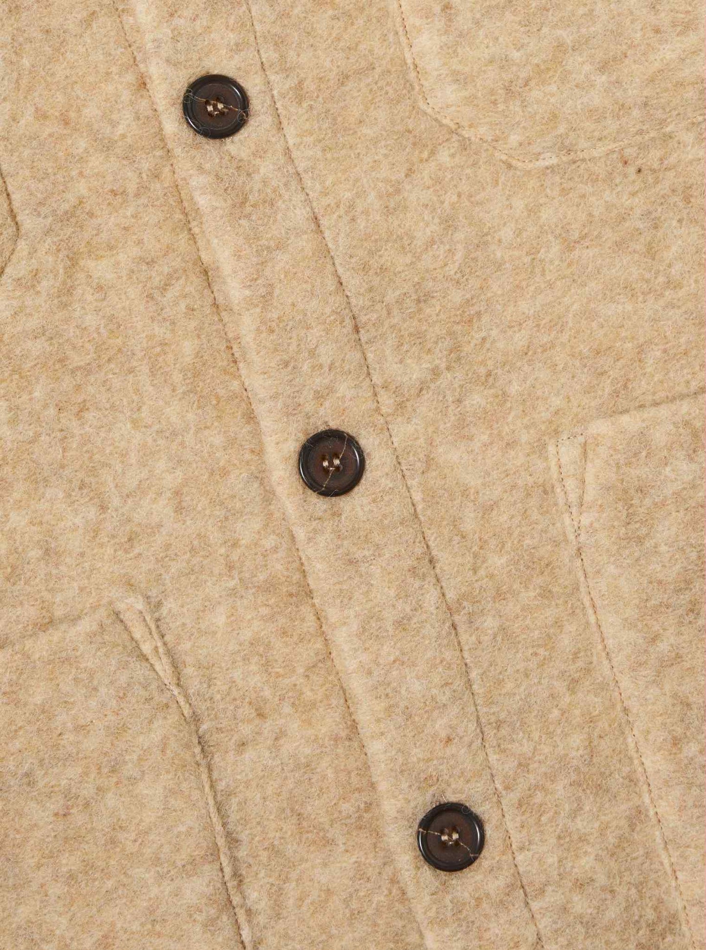 UNIVERSAL WORKS CARDIGAN WOOL FLEECE - FAWN