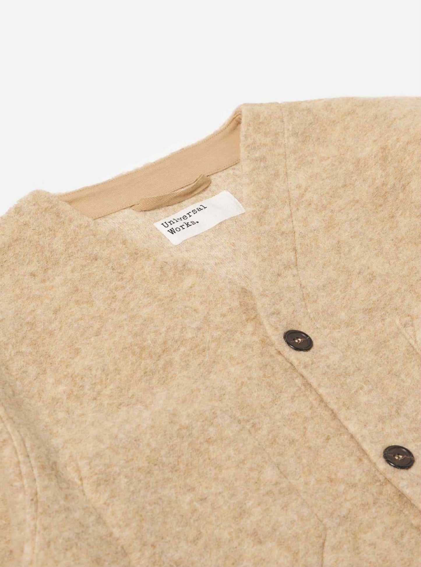 UNIVERSAL WORKS CARDIGAN WOOL FLEECE - FAWN