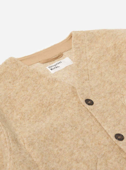 UNIVERSAL WORKS CARDIGAN WOOL FLEECE - FAWN