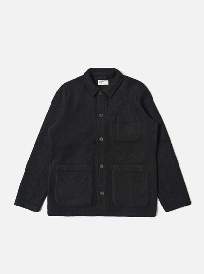 UNIVERSAL WORKS FIELD JACKET WOOL FLEECE - BLACK