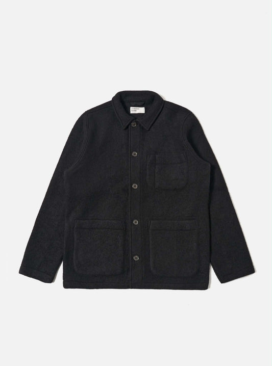 UNIVERSAL WORKS FIELD JACKET WOOL FLEECE - BLACK