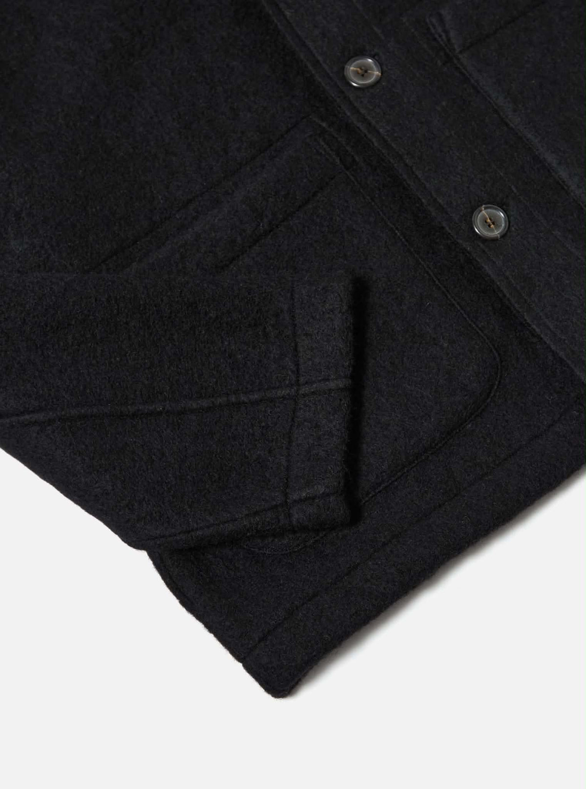 UNIVERSAL WORKS FIELD JACKET WOOL FLEECE - BLACK