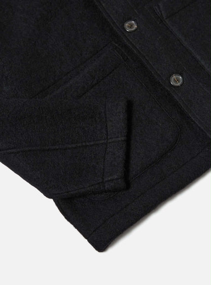 UNIVERSAL WORKS FIELD JACKET WOOL FLEECE - BLACK
