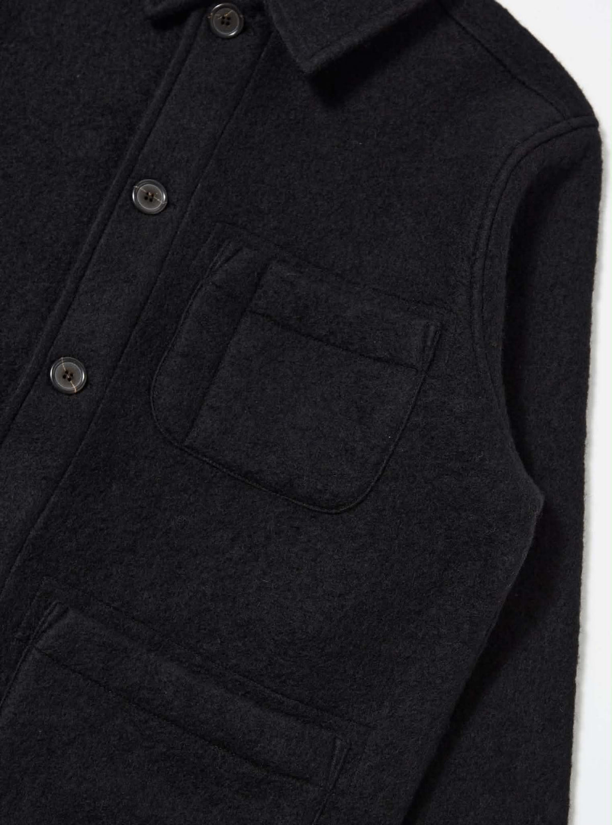 UNIVERSAL WORKS FIELD JACKET WOOL FLEECE - BLACK