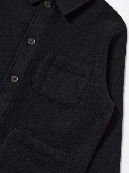 UNIVERSAL WORKS FIELD JACKET WOOL FLEECE - BLACK
