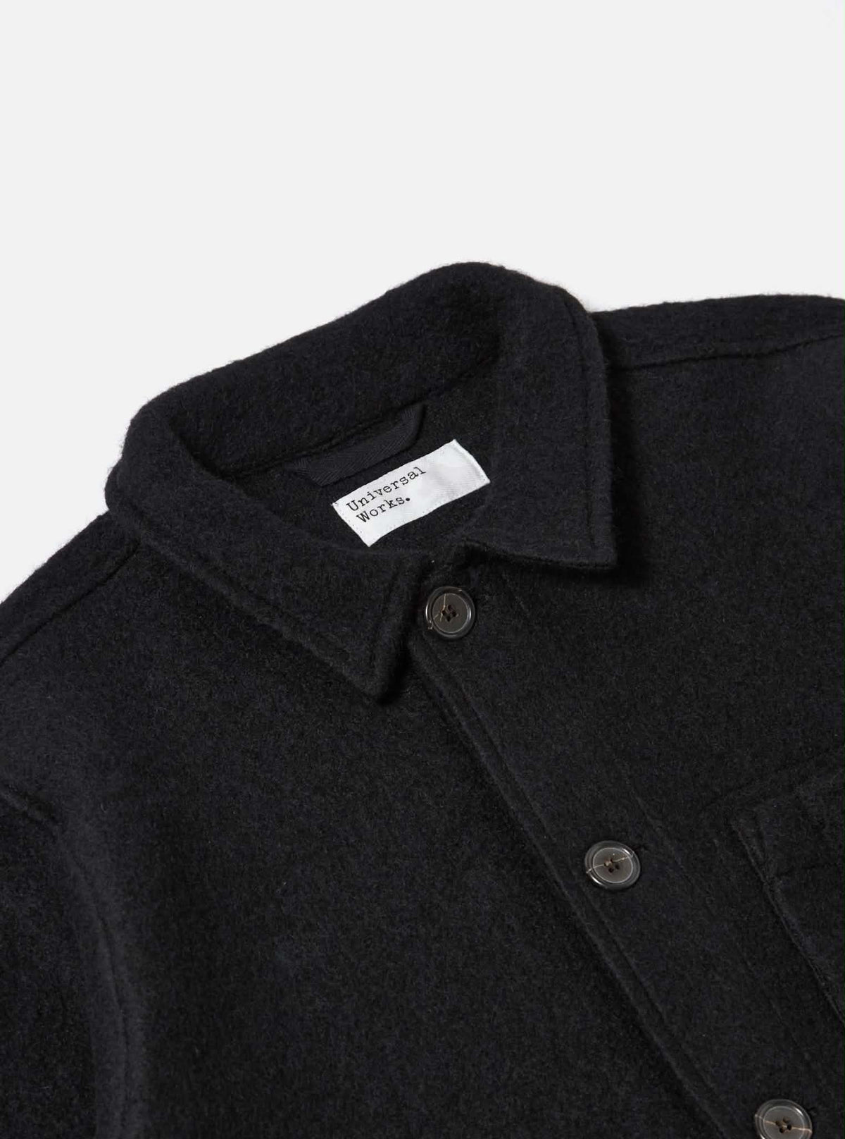 UNIVERSAL WORKS FIELD JACKET WOOL FLEECE - BLACK