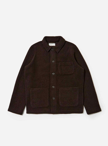 UNIVERSAL WORKS FIELD JACKET WOOL FLEECE - BROWN