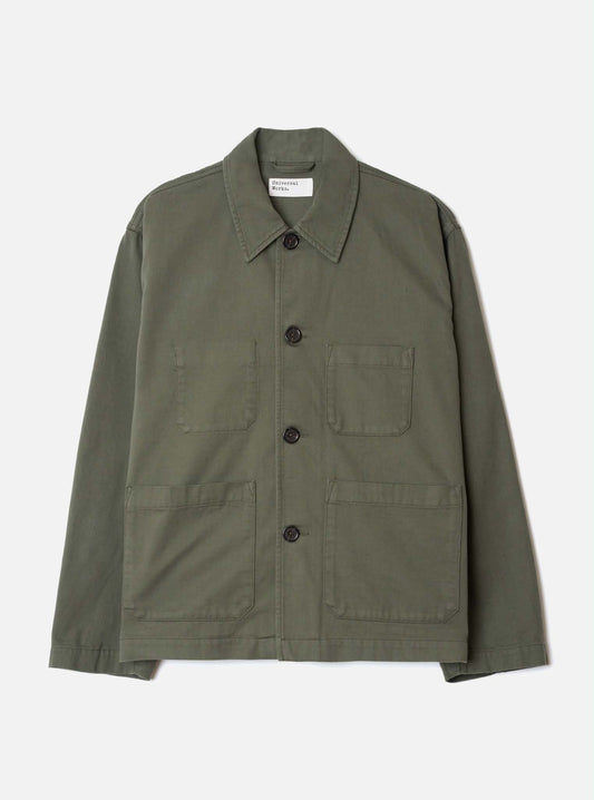 UNIVERSAL WORKS IVES JACKET SLUB SATEEN - OLIVE