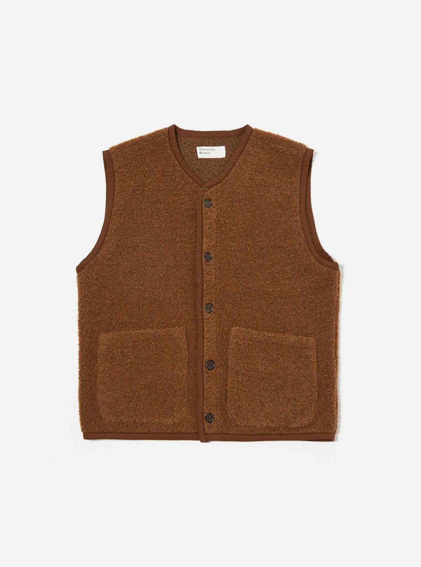 UNIVERSAL WORKS LANCASTER GILET ALVAR FLEECE - CUMIN