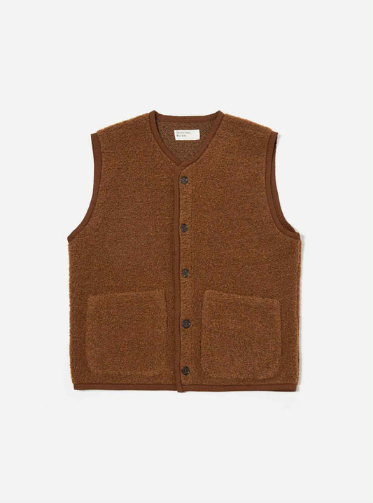 UNIVERSAL WORKS LANCASTER GILET ALVAR FLEECE - CUMIN