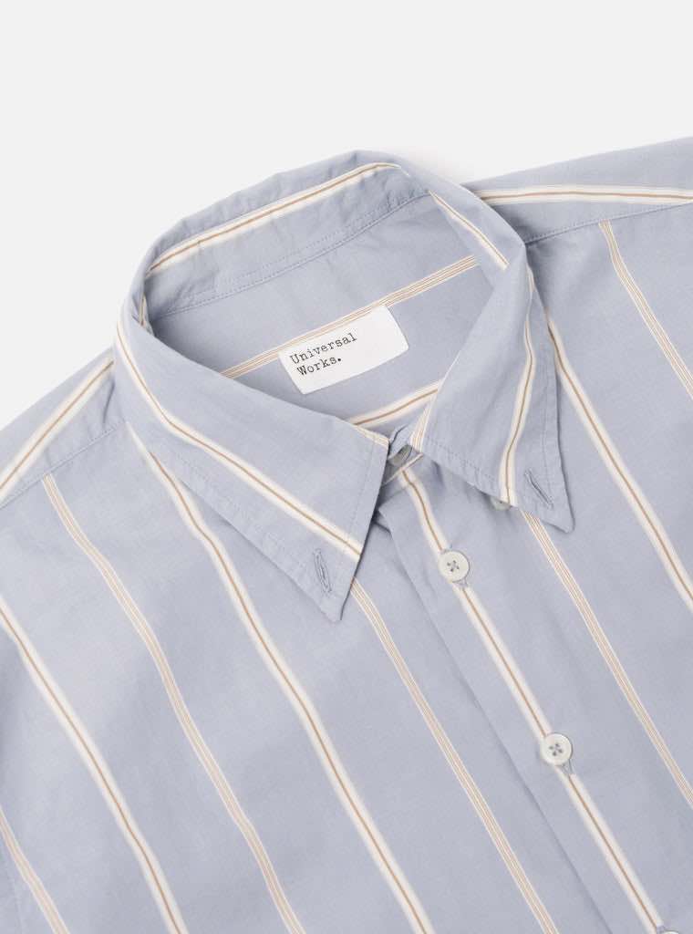 UNIVERSAL WORKS LAZY DAY SHIRT SYDNEY STRIPE - BLUE