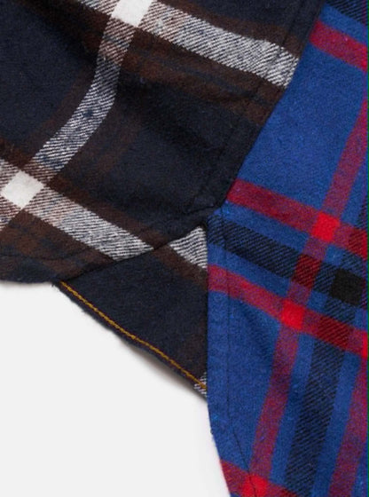 UNIVERSAL WORKS LAZY DAY SHIRT PATCHWORK CHECKS - BLUE