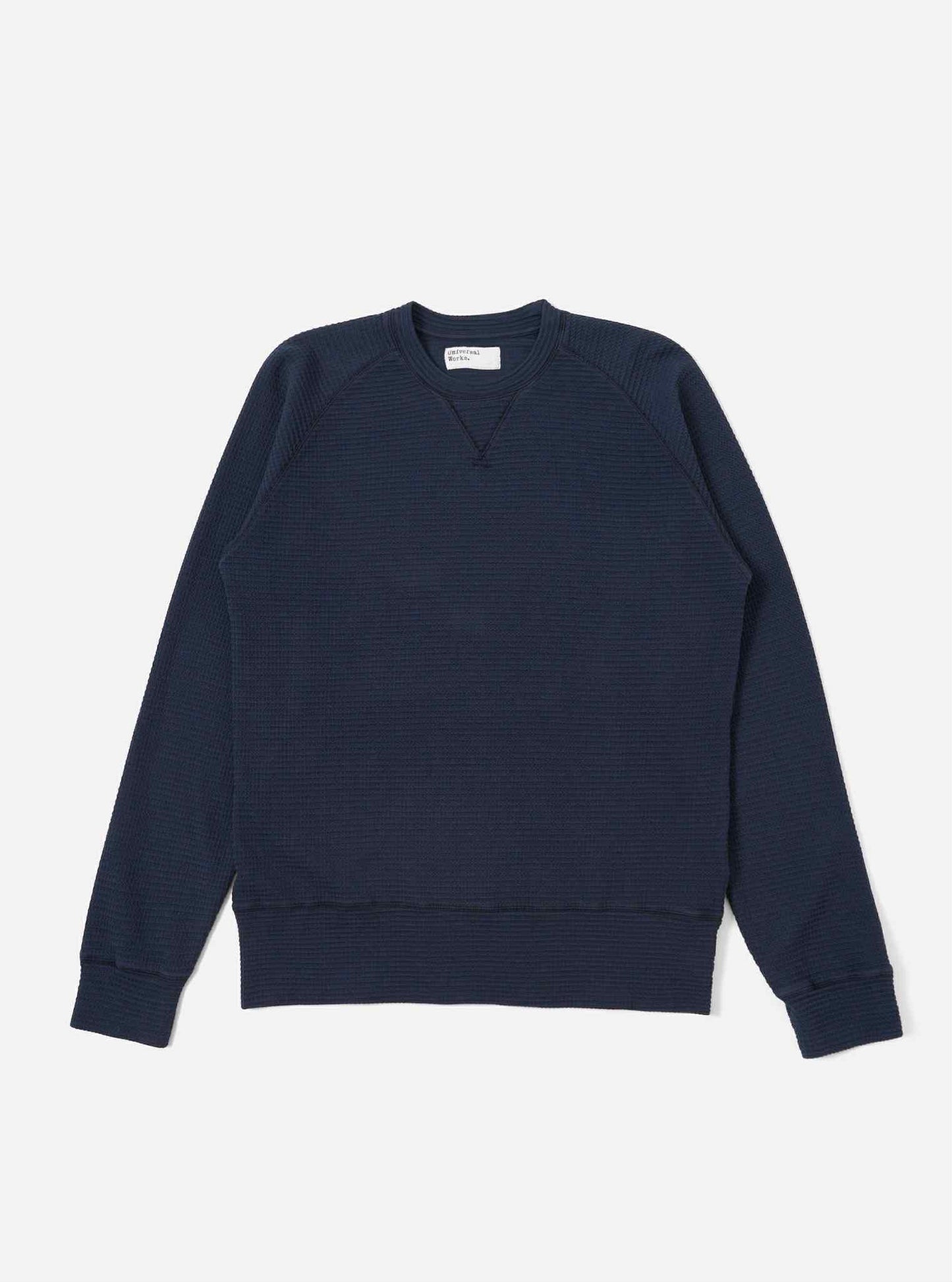 UNIVERSAL WORKS SWEAT SHIRT MR K CREW FANTASY INTERLOCK - NAVY