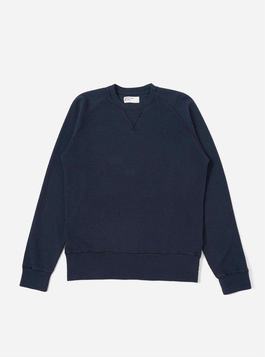 UNIVERSAL WORKS SWEAT SHIRT MR K CREW FANTASY INTERLOCK - NAVY