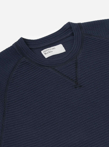 UNIVERSAL WORKS SWEAT SHIRT MR K CREW FANTASY INTERLOCK - NAVY