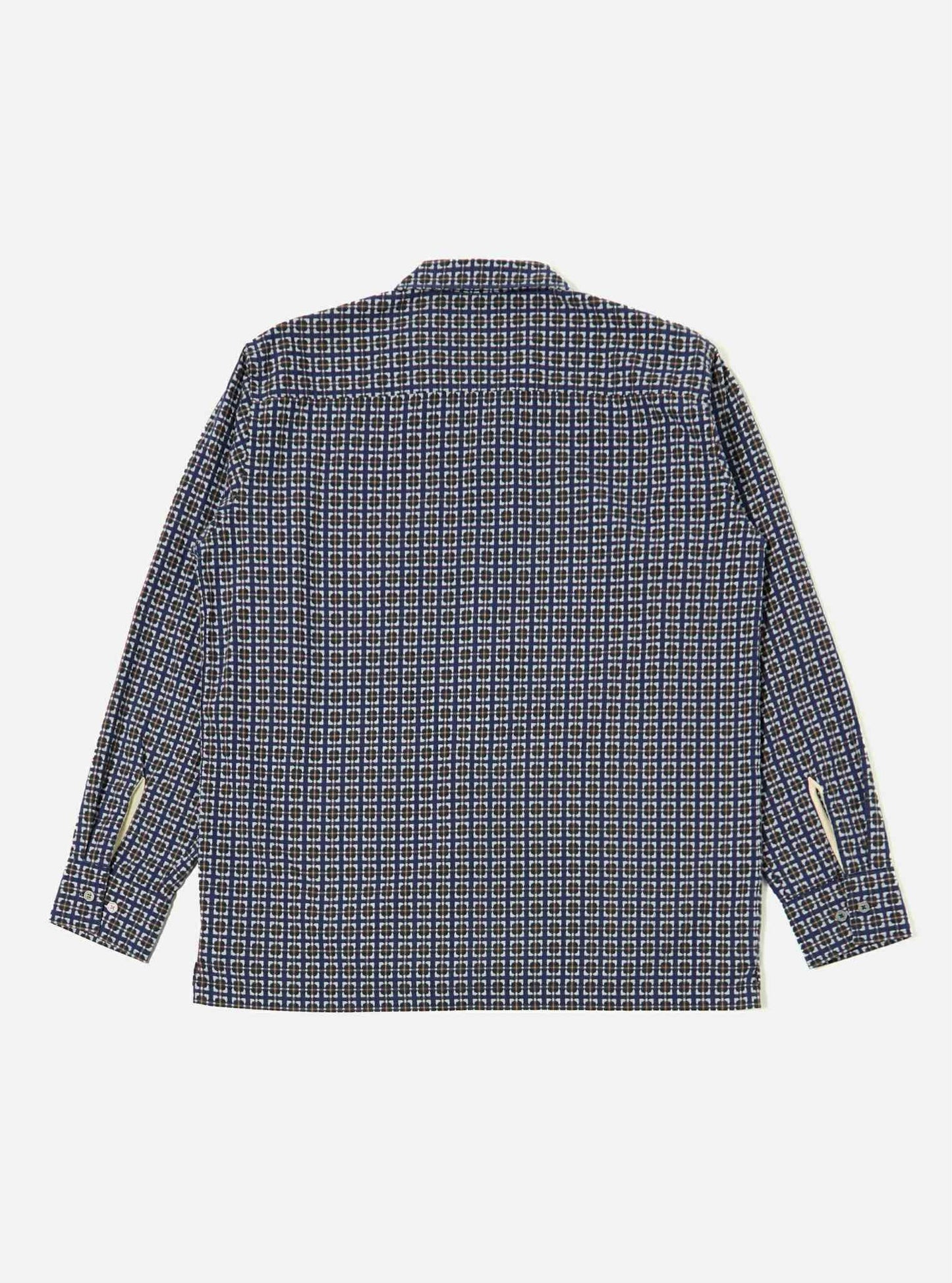 UNIVERSAL WORKS L/S CAMP SHIRT OSCAR COTTON - NAVY