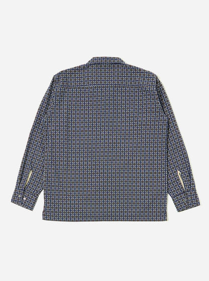 UNIVERSAL WORKS L/S CAMP SHIRT OSCAR COTTON - NAVY