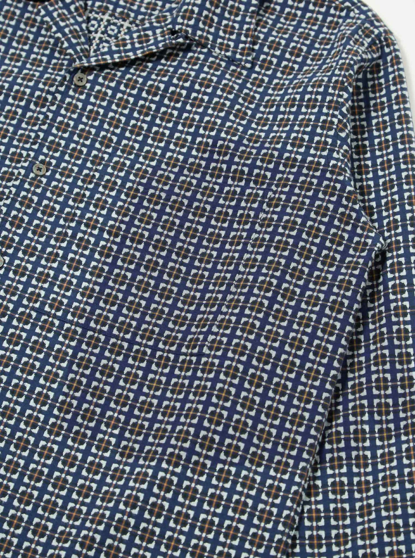 UNIVERSAL WORKS L/S CAMP SHIRT OSCAR COTTON - NAVY