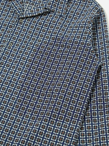 UNIVERSAL WORKS L/S CAMP SHIRT OSCAR COTTON - NAVY