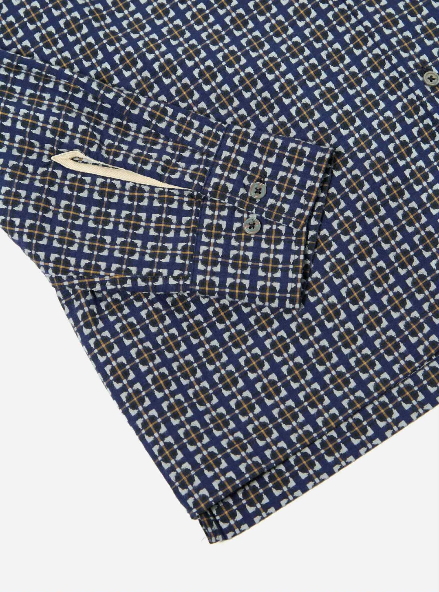 UNIVERSAL WORKS L/S CAMP SHIRT OSCAR COTTON - NAVY