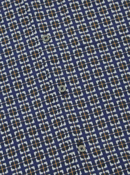 UNIVERSAL WORKS L/S CAMP SHIRT OSCAR COTTON - NAVY