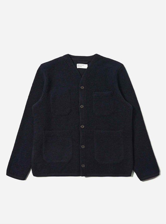 UNIVERSAL WORKS CARDIGAN WOOL FLEECE - NAVY