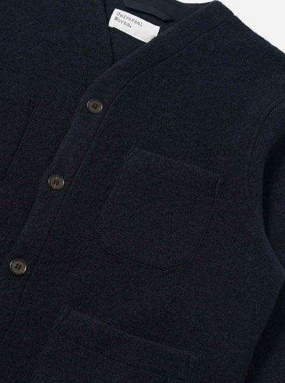 UNIVERSAL WORKS CARDIGAN WOOL FLEECE - NAVY