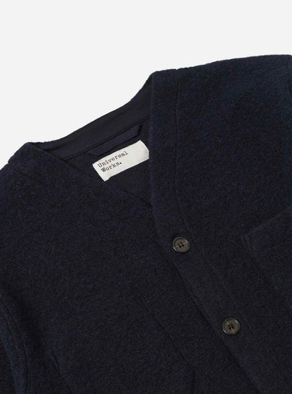 UNIVERSAL WORKS CARDIGAN WOOL FLEECE - NAVY
