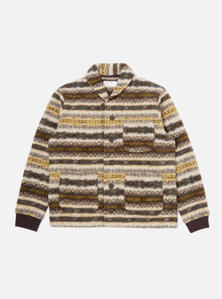 UNIVERSAL WORKS NEW YORK CARDIGAN MIX WOOL FLEECE - FAIRISLE