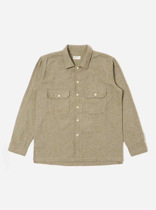 UNIVERSAL WORKS L/S UTILITY SHIRT ALASKA COTTON - OLIVE