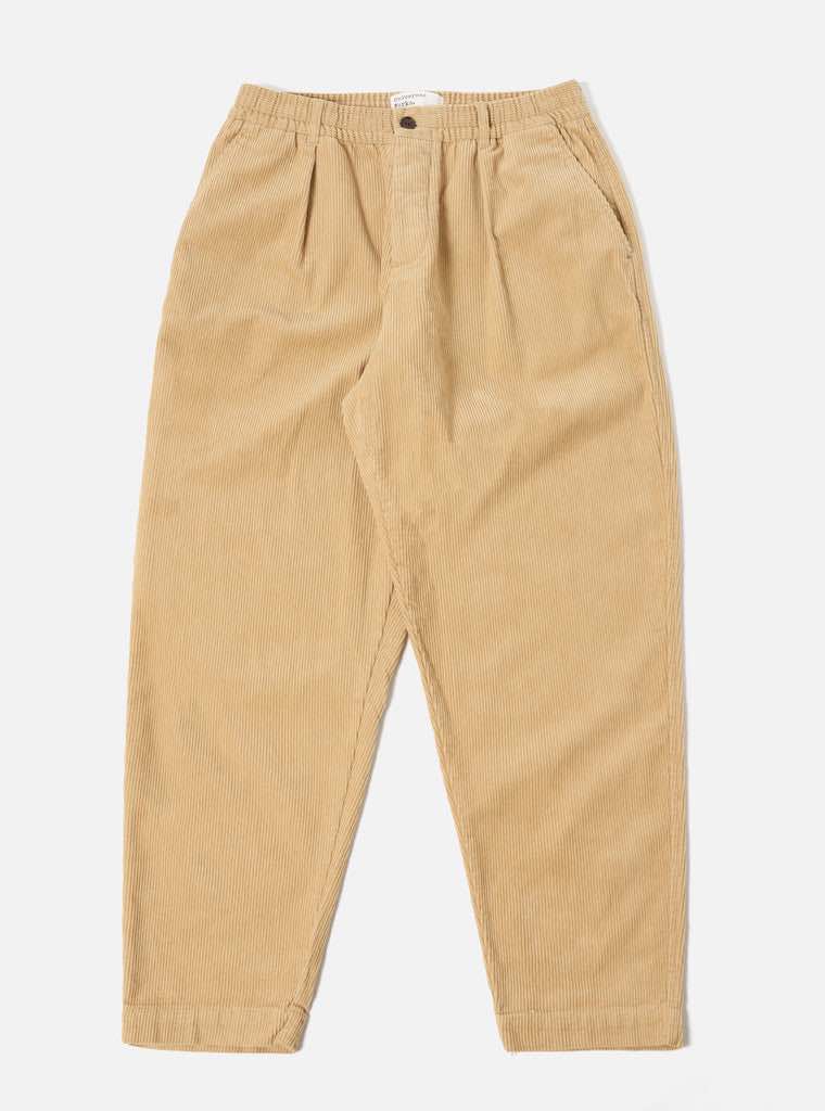 UNIVERSAL WORKS PLEATED TRACK PANT CORD - FAWN