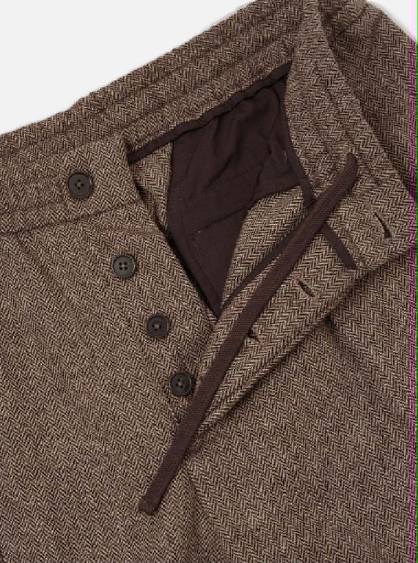 UNIVERSAL WORKS PLEATED TRACK PANT HERRINGBONE WOOL - BROWN