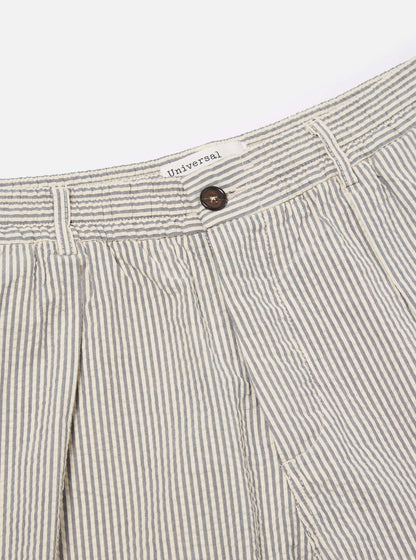 UNIVERSAL WORKS PLEATED TRACK SHORT DERBY STRIPE - GREY