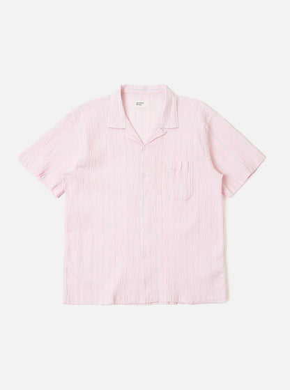 UNIVERSAL WORKS ROAD SHIRT LILY STRIPE - PINK