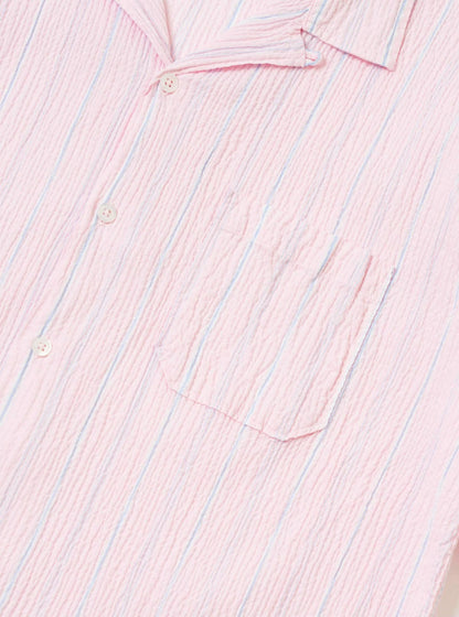 UNIVERSAL WORKS ROAD SHIRT LILY STRIPE - PINK