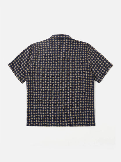 UNIVERSAL WORKS ROAD SHIRT RHODES 8 COTTON - NAVY / SAND