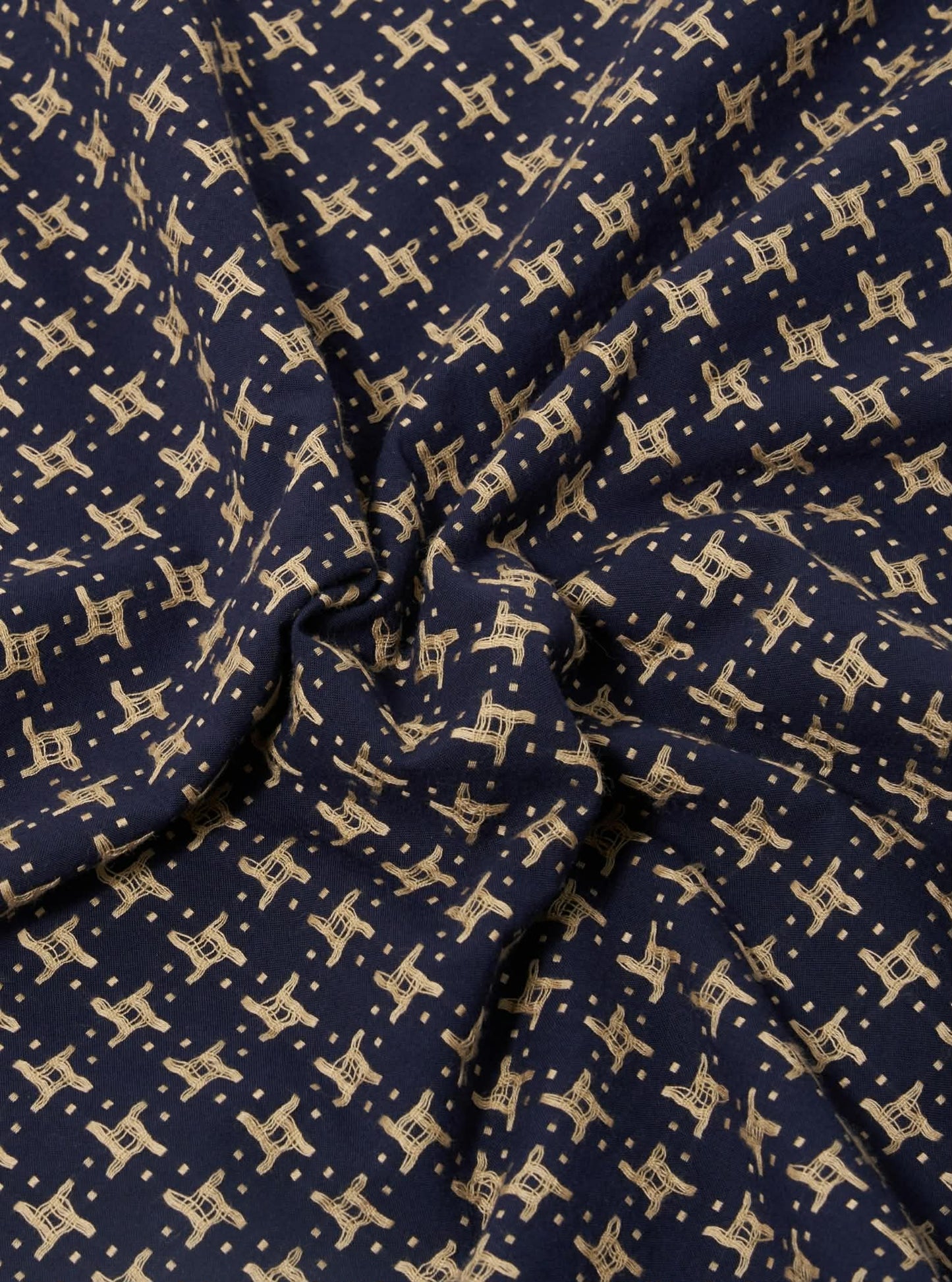 UNIVERSAL WORKS ROAD SHIRT RHODES 8 COTTON - NAVY / SAND