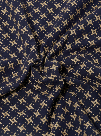 UNIVERSAL WORKS ROAD SHIRT RHODES 8 COTTON - NAVY / SAND