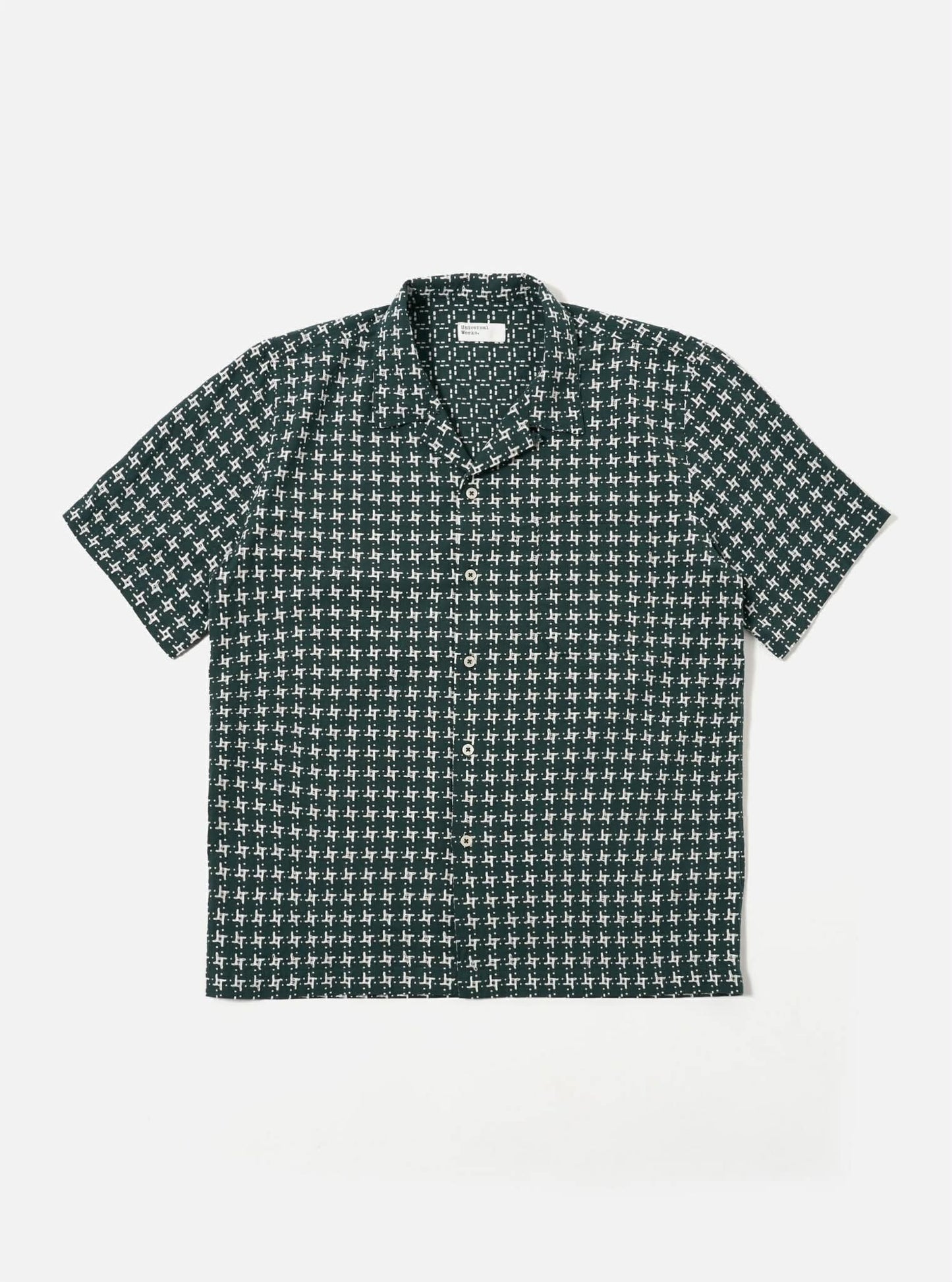 UNIVERSAL WORKS ROAD SHIRT RHODES 8 COTTON - WHITE / GREEN