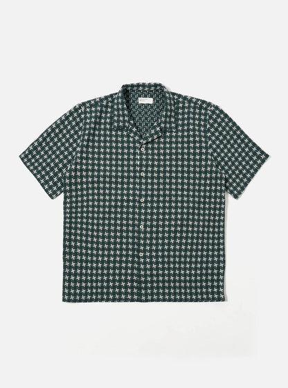 UNIVERSAL WORKS ROAD SHIRT RHODES 8 COTTON - WHITE / GREEN