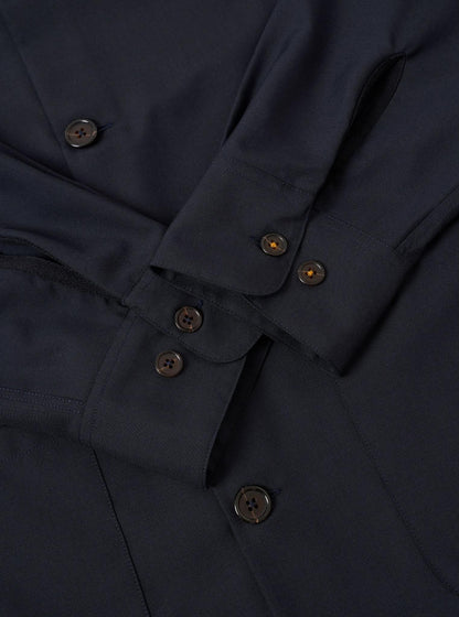 UNIVERSAL WORKS TRAVAIL OVERSHIRT TROPICAL SUITING - NAVY