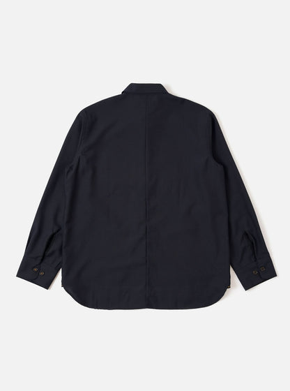UNIVERSAL WORKS TRAVAIL OVERSHIRT TROPICAL SUITING - NAVY